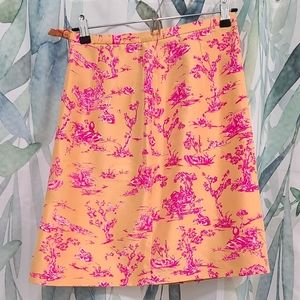Oriental print midi skirt
